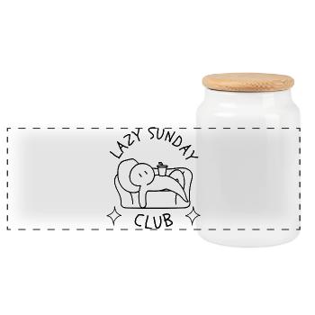 Ambiance du week-end du club paresseux du dimanche canapé - Boîte à biscuits avec couvercle en bois - blanc - Devant