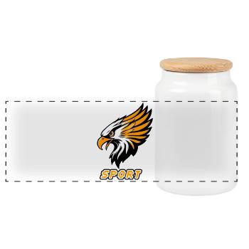 Sports Eagle Orange White - Panoramic Cookie Jar with Wooden Lid - white - Front