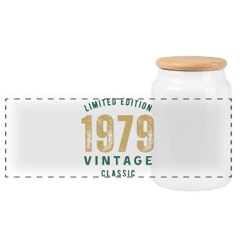 Édition limitée 1979 Vintage Classic Anniversaire - Boîte à biscuits avec couvercle en bois - blanc - Devant