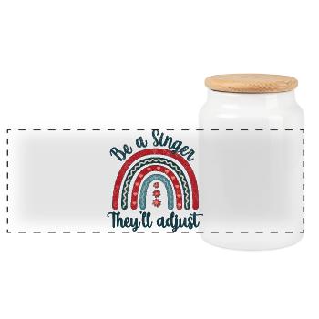 Sois chanteur. Ils vont s’adapter - Boîte à biscuits avec couvercle en bois - blanc - Devant