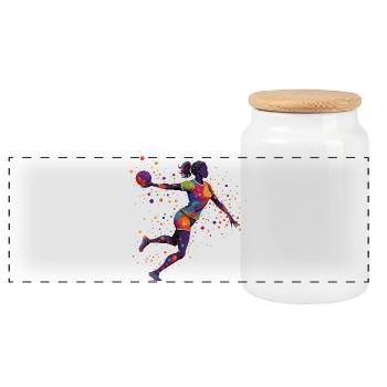 Handball Handballer Handball Trainer Fan Geschenk - Panorama Keksdose mit Holzdeckel - Weiß - Vorne