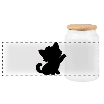 Chat - Boîte à biscuits avec couvercle en bois - blanc - Devant