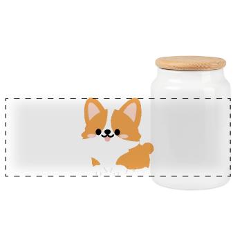 Corgi-Welpe Süßes Cartoon-Tee - Panorama Keksdose mit Holzdeckel - Weiß - Vorne