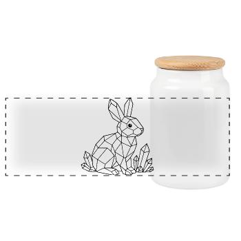 Kristall Hase zum ausmalen - Panorama Keksdose mit Holzdeckel - Weiß - Vorne