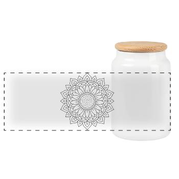 Sonnenblume Mandala zum ausmalen - Panorama Keksdose mit Holzdeckel - Weiß - Vorne