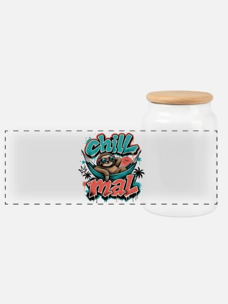Chill Mal Cooles Faultier Graffiti Design - Panorama Keksdose mit Holzdeckel - Weiß