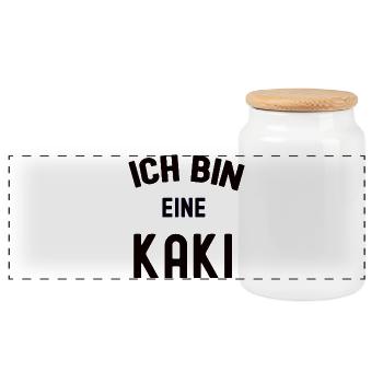 ICH BIN EINE KAKI Karneval Kostüm Kakipflaume Kaki - Panorama Keksdose mit Holzdeckel - Weiß - Vorne