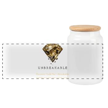 Unzerbrechlicher Diamant-Motivationsdesign - Panorama Keksdose mit Holzdeckel - Weiß - Vorne