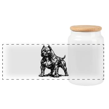 Muskulöser American Staffordshire Terrier - Panorama Keksdose mit Holzdeckel - Weiß - Vorne