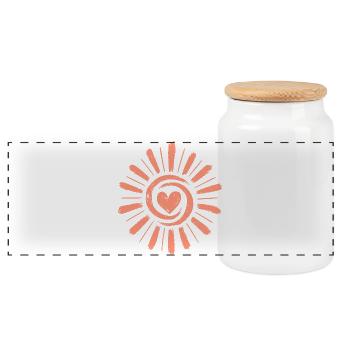 Heart Sun: Hand-drawn sun rays - Panoramic Cookie Jar with Wooden Lid - white - Front