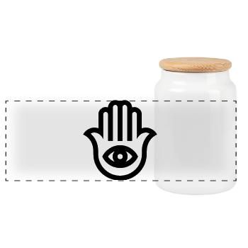 main de Fatma - Boîte à biscuits avec couvercle en bois - blanc - Devant