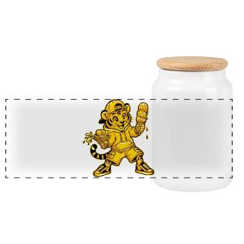 Tiger Summer Holiday - Panoramic Cookie Jar with Wooden Lid - white - Front