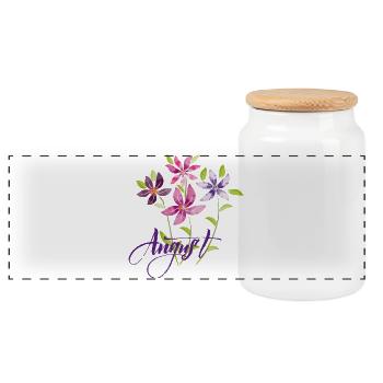  Blumenstrauß August - Panorama Keksdose mit Holzdeckel - Weiß - Vorne