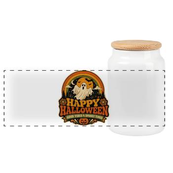 Halloween - Boîte à biscuits avec couvercle en bois - blanc - Devant