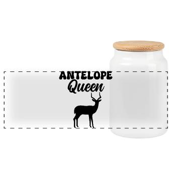 Faune du safari antilope - Boîte à biscuits avec couvercle en bois - blanc - Devant