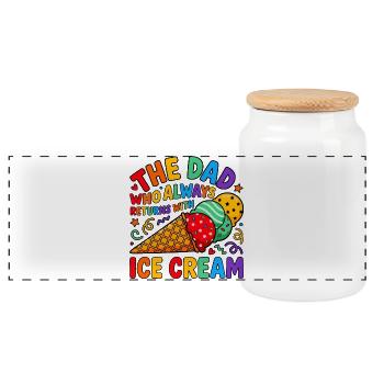 Papa vient avec la frénésie des couleurs de crème glacée - Boîte à biscuits avec couvercle en bois - blanc - Devant