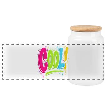Cool Graffiti Street Art Neon Spray Design Shirt - Panoramic Cookie Jar with Wooden Lid - white - Front