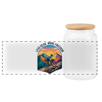 Bikepacking Mountain Ridge Cycling - Panoramic Cookie Jar with Wooden Lid - white - Front
