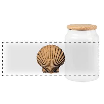 Sea Shell - Panoramic Cookie Jar with Wooden Lid - white - Front