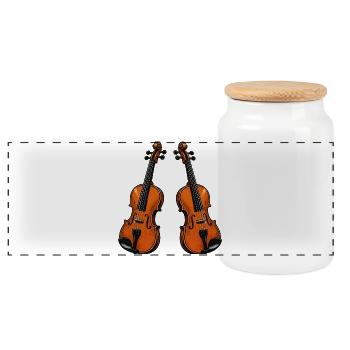 Violin Violin - Panoramic Cookie Jar with Wooden Lid - white - Front