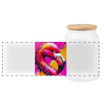 Flamant - Boîte à biscuits avec couvercle en bois - blanc - Devant