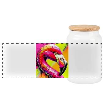 Flamant - Boîte à biscuits avec couvercle en bois - blanc - Devant