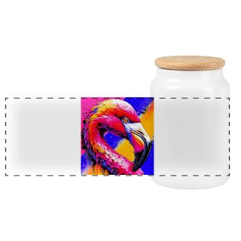 Flamant - Boîte à biscuits avec couvercle en bois - blanc - Devant