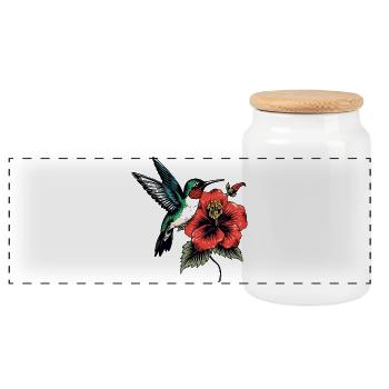 Wing Beat In Ink - Panoramic Cookie Jar with Wooden Lid - white - Front