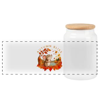 Souris d’automne en or - Boîte à biscuits avec couvercle en bois - blanc - Devant