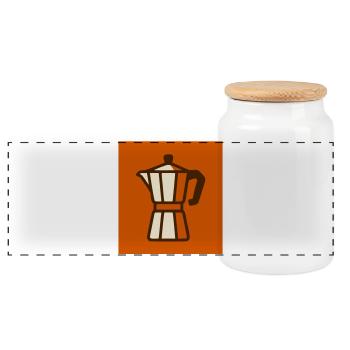 Espresso Maker Coffee Logo - Panoramic Cookie Jar with Wooden Lid - white - Front
