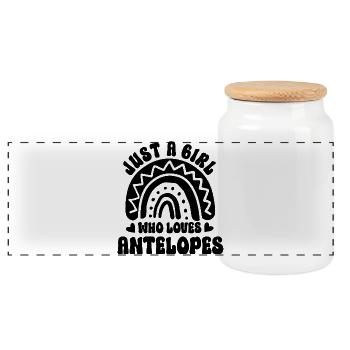 Antelope Retro Rainbow - Panoramic Cookie Jar with Wooden Lid - white - Front