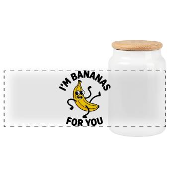 I Am Banana – For You Cartoon - Panoramic Cookie Jar with Wooden Lid - white - Front