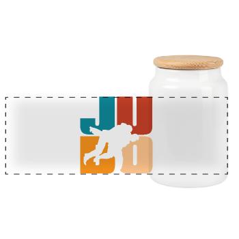 Judo Silhouette Retro Vintage Martial Arts - Boîte à biscuits avec couvercle en bois - blanc - Devant