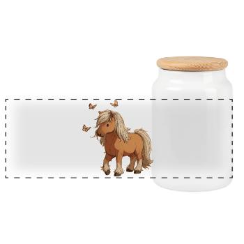 Cheval aux papillons - Boîte à biscuits avec couvercle en bois - blanc - Devant
