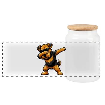 Dab du terrier Airedale - Boîte à biscuits avec couvercle en bois - blanc - Devant