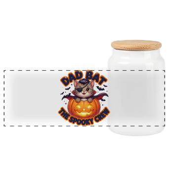 Dad Bat The Spooky Crew - Panoramic Cookie Jar with Wooden Lid - white - Front