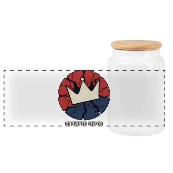CROWNED CHAOS – Broken Crown Symbol - Panorama Keksdose mit Holzdeckel - Weiß - Vorne