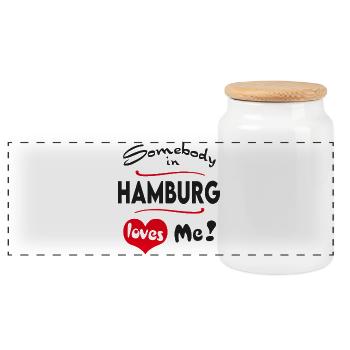 Hamburg Stadt Ville Ville Ville Urbaine de T-shirts Heimatliebe - Boîte à biscuits avec couvercle en bois - blanc - Devant