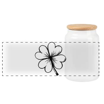 Shamrock Luck - Illustration - Panoramic Cookie Jar with Wooden Lid - white - Front