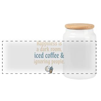 Dark Room, Coffee & Ignore - Panoramic Cookie Jar with Wooden Lid - white - Front