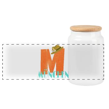 Retro Design M München - Panorama Keksdose mit Holzdeckel - Weiß - Vorne