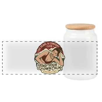 Retro Girl Club of Peace and Adventure - Panoramic Cookie Jar with Wooden Lid - white - Front