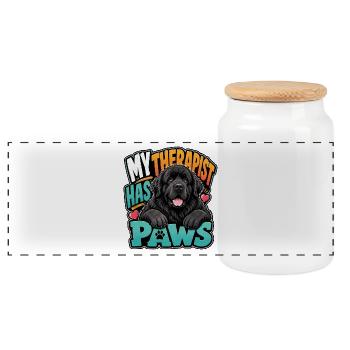Newfoundland Dog - Panorama Keksdose mit Holzdeckel - Weiß - Vorne