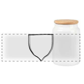 Schild handgezeichnet - Panorama Keksdose mit Holzdeckel - Weiß - Vorne