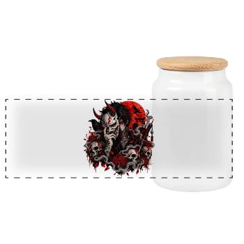 Halloween Horror Anime Maske - Panorama Keksdose mit Holzdeckel - Weiß - Vorne