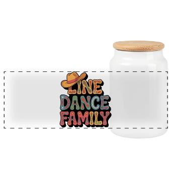 LineDance Familie Retro - Panorama Keksdose mit Holzdeckel - Weiß - Vorne