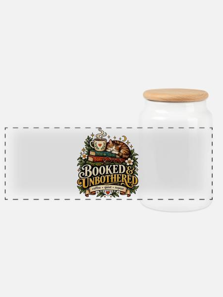 Booked Unbothered - Panorama Keksdose mit Holzdeckel - Weiß