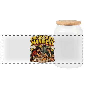 The Last Slice Manifest – Pizza-Comic - Panorama Keksdose mit Holzdeckel - Weiß - Vorne