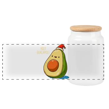 Heiliges Guacamole Avocado - Panorama Keksdose mit Holzdeckel - Weiß - Vorne