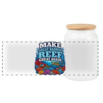 Great Barrier Reef Ozean Wildtierkunst Meereslebewesen - Panorama Keksdose mit Holzdeckel - Weiß - Vorne
